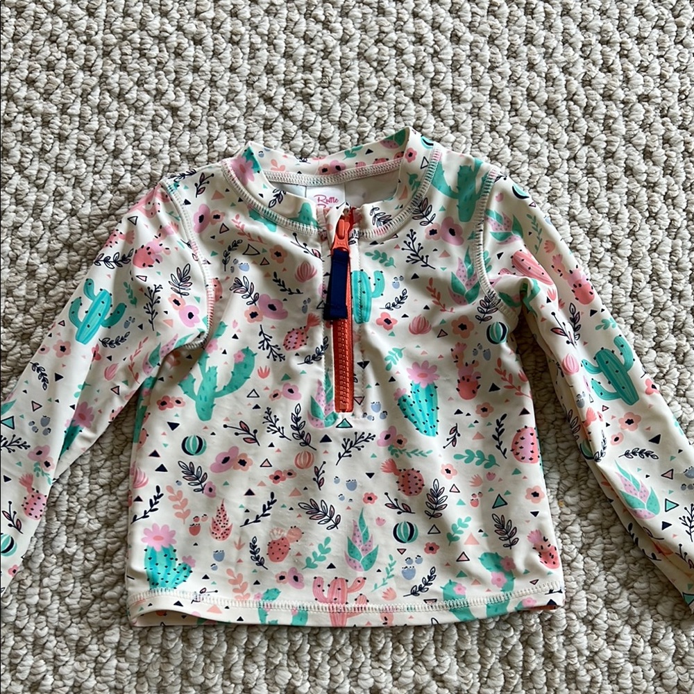 Ruffle Butts Cactus Rashguard Swim Top Size 2T